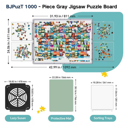 1000/1500/2000 3-in-1 Piece Puzzle Board 360° Revolving