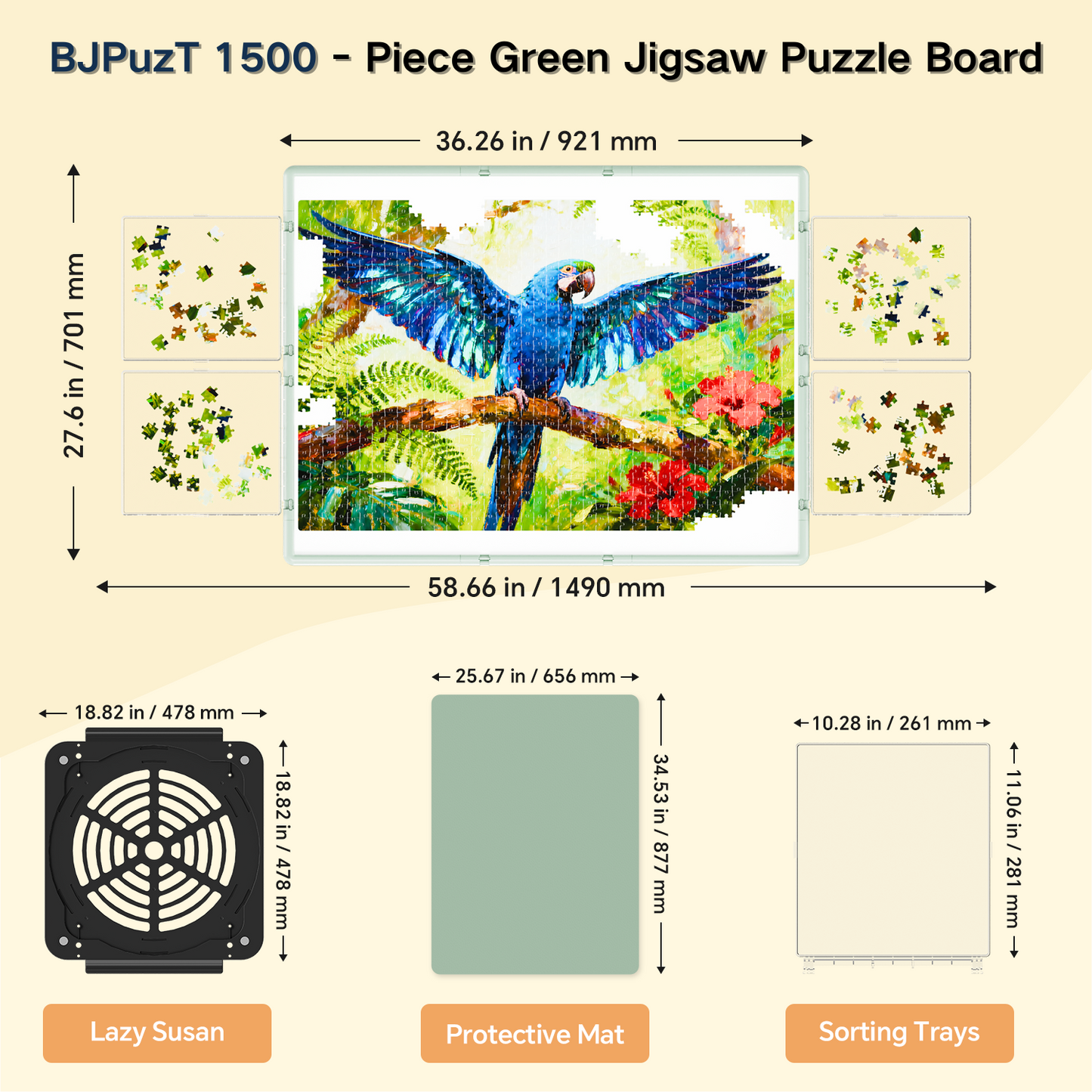 1000/1500/2000 3-in-1 Piece Puzzle Board 360° Revolving