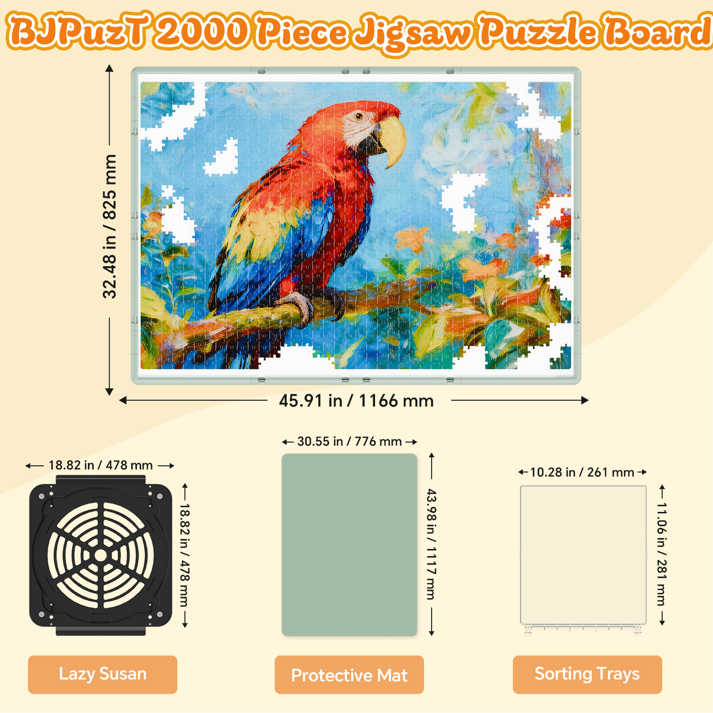 1000/1500/2000 3-in-1 Piece Puzzle Board 360° Revolving